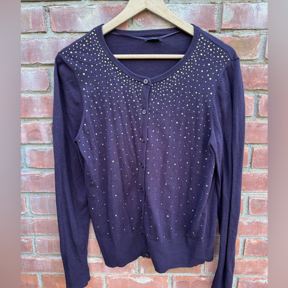 Apt 9 dark purple sparkly lightweight cardigan sweater long sleeve MEDIUM